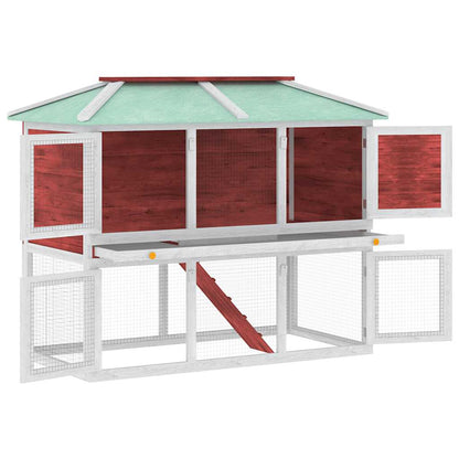 Animal Rabbit Cage Double Floor Red Wood