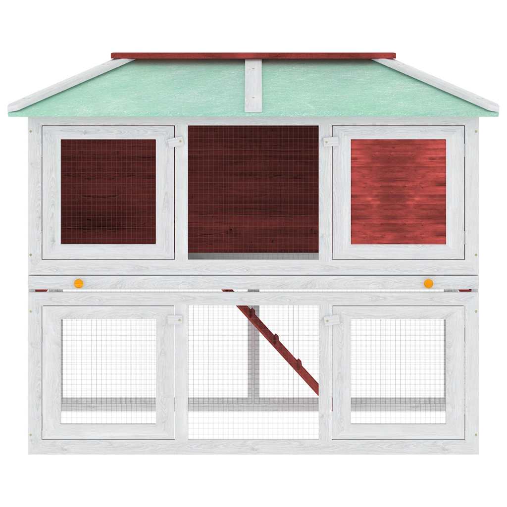 Animal Rabbit Cage Double Floor Red Wood