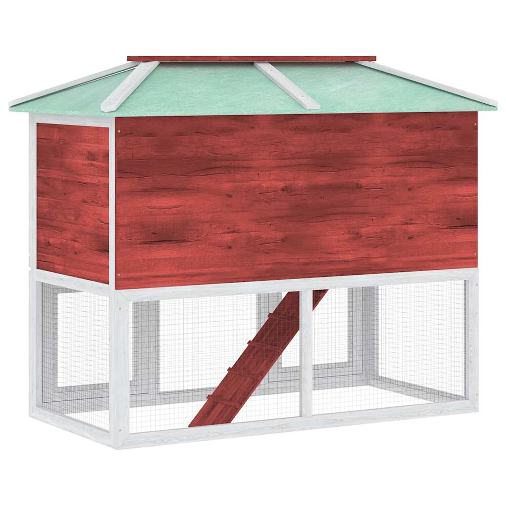 Animal Rabbit Cage Double Floor Red Wood