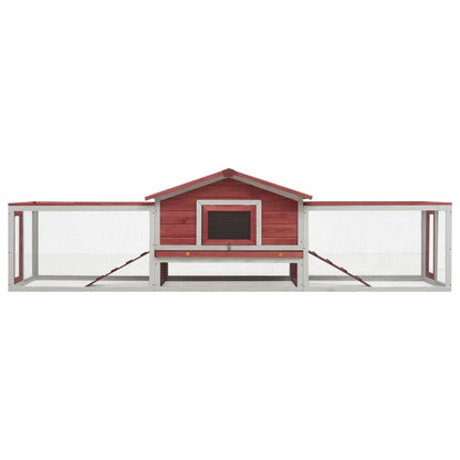 Rabbit Hutch Red 310x70x87 cm Solid Pine & Fir Wood