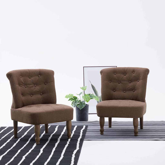 French Chairs 2 pcs Brown Fabric