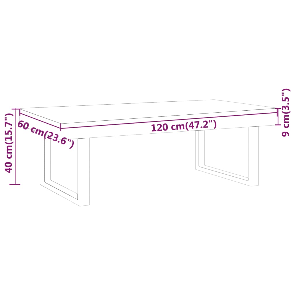 Coffee Table Light Brown and Black 120x60x40 cm MDF and Iron