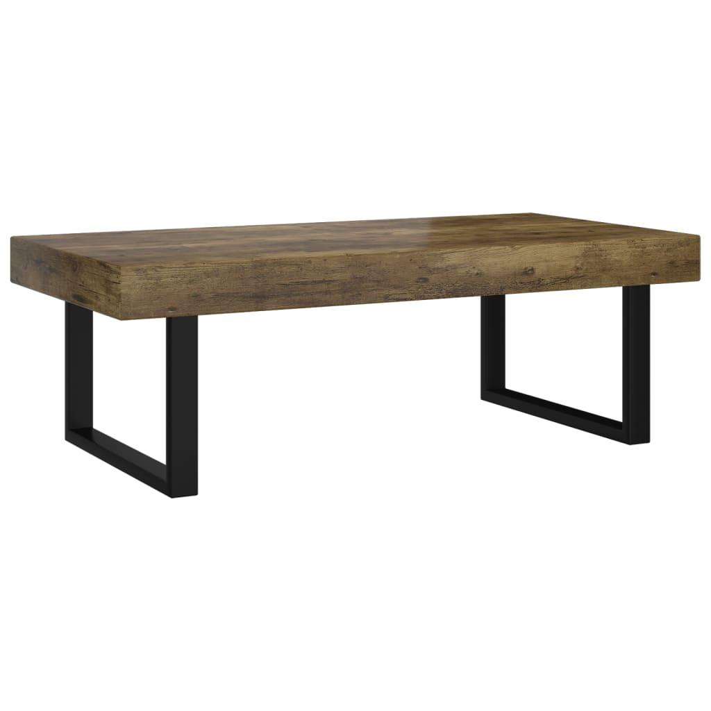 Coffee Table Dark Brown and Black 120x60x40 cm MDF and Iron