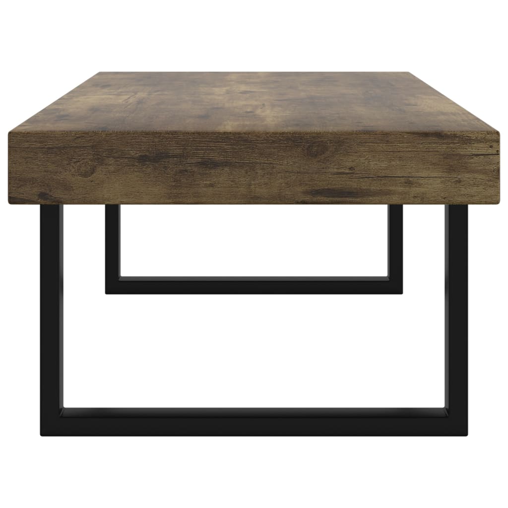 Coffee Table Dark Brown and Black 120x60x40 cm MDF and Iron
