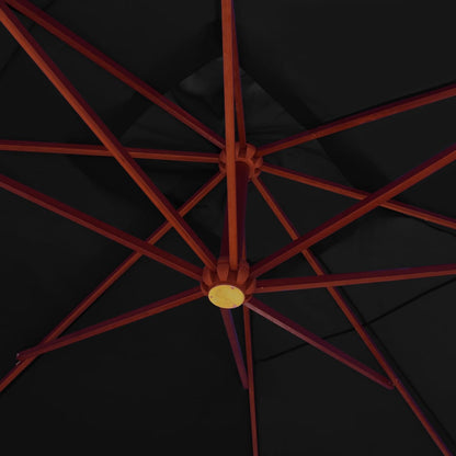 Hanging Garden Parasol with Wooden Pole 400x300 cm Black