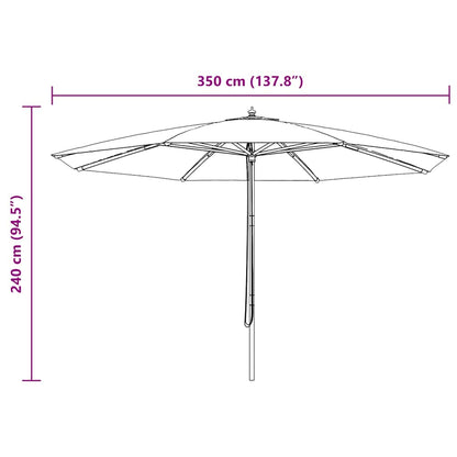 Garden Parasol with Wooden Pole 350 cm Black