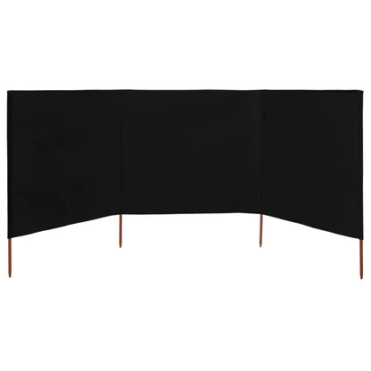 3-panel Wind Screen Fabric 400x120 cm Black