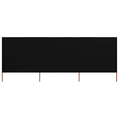 3-panel Wind Screen Fabric 400x160 cm Black