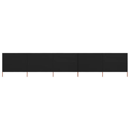 5-panel Wind Screen Fabric 600x80 cm Black