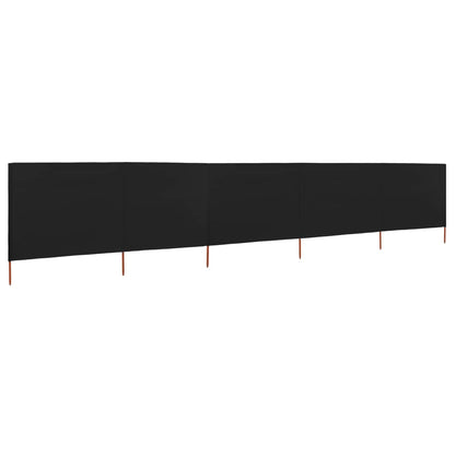 5-panel Wind Screen Fabric 600x80 cm Black