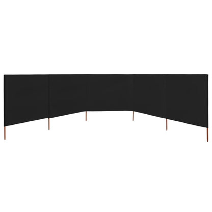 5-panel Wind Screen Fabric 600x80 cm Black