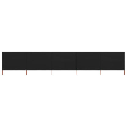 5-panel Wind Screen Fabric 600x120 cm Black