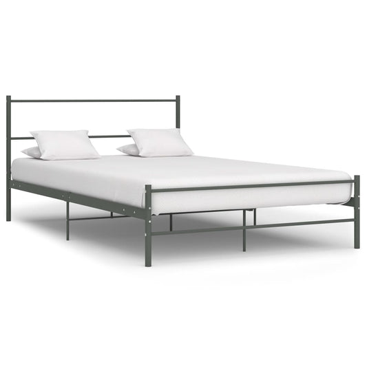Bed Frame with Headboard without Mattress Grey 160x200 cm Metal