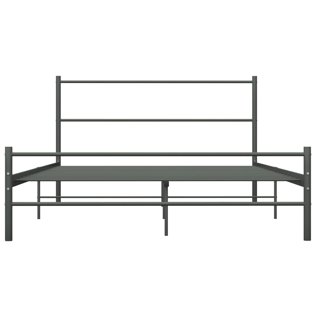 Bed Frame with Headboard without Mattress Grey 160x200 cm Metal