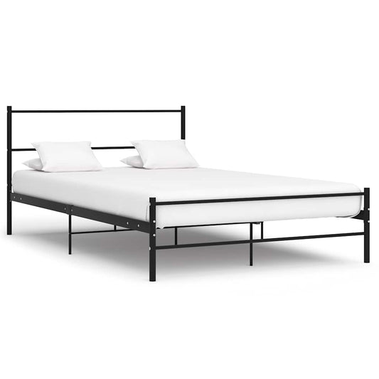 Bed Frame with Headboard without Mattress Black 140x200 cm Metal