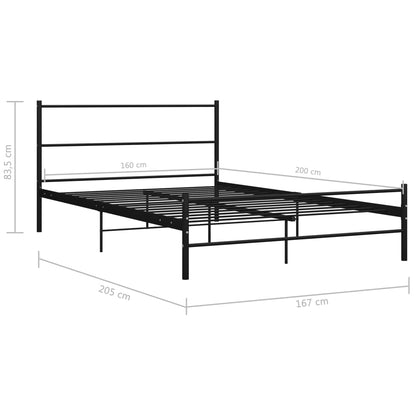 Bed Frame with Headboard without Mattress Black 160x200 cm Metal