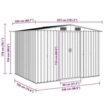 Garden Storage Shed Brown 257x205x178 cm Steel