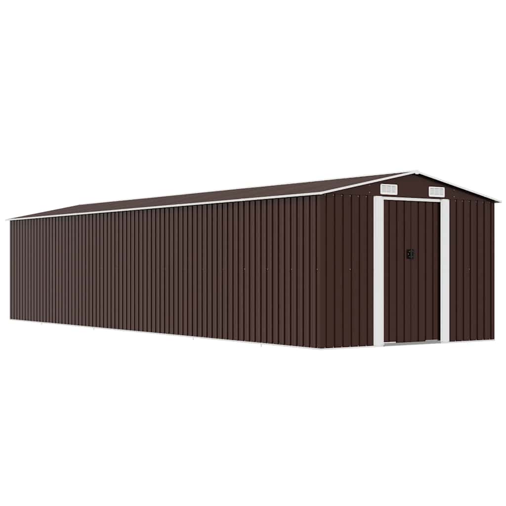 Garden Shed Brown 257x990x181 cm Galvanised steel