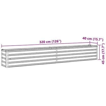 Garden Raised Bed Galvanised Steel 320x40x45 cm Anthracite