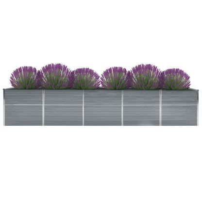 Garden Raised Bed Galvanised Steel 400x80x77 cm Grey