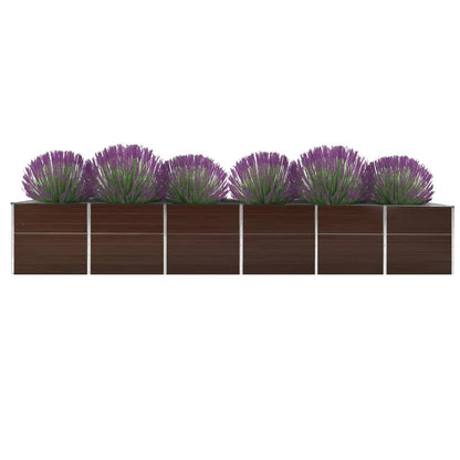 Garden Raised Bed Galvanised Steel 480x80x77 cm Brown