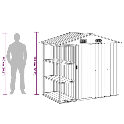 Garden Shed with Rack Grey 205x130x183 cm Iron