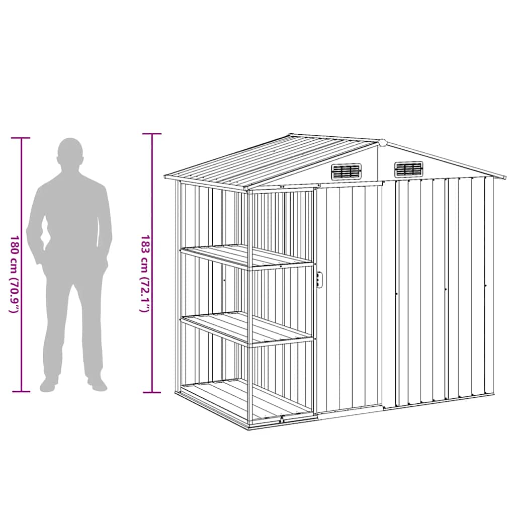 Garden Shed with Rack Anthracite 205x130x183 cm Iron