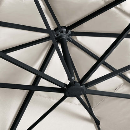 Cantilever Garden Parasol with LED Lights and Aluminium Pole 400x300 cm Sand