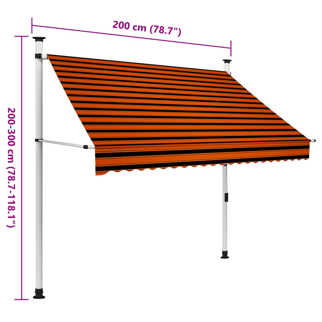 Manual Retractable Awning 200 cm Orange and Brown