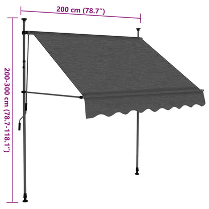 Manual Retractable Awning with LED 200 cm Anthracite