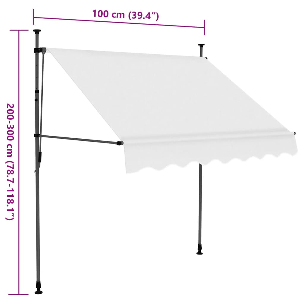 Manual Retractable Awning with LED 100 cm Cream