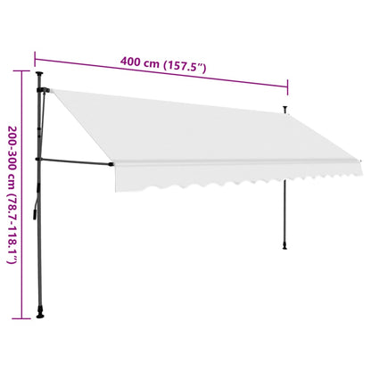 Manual Retractable Awning with LED 400 cm Cream
