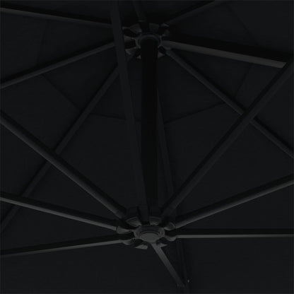 Wall-Mounted Garden Parasol with Metal Pole 300 cm Black