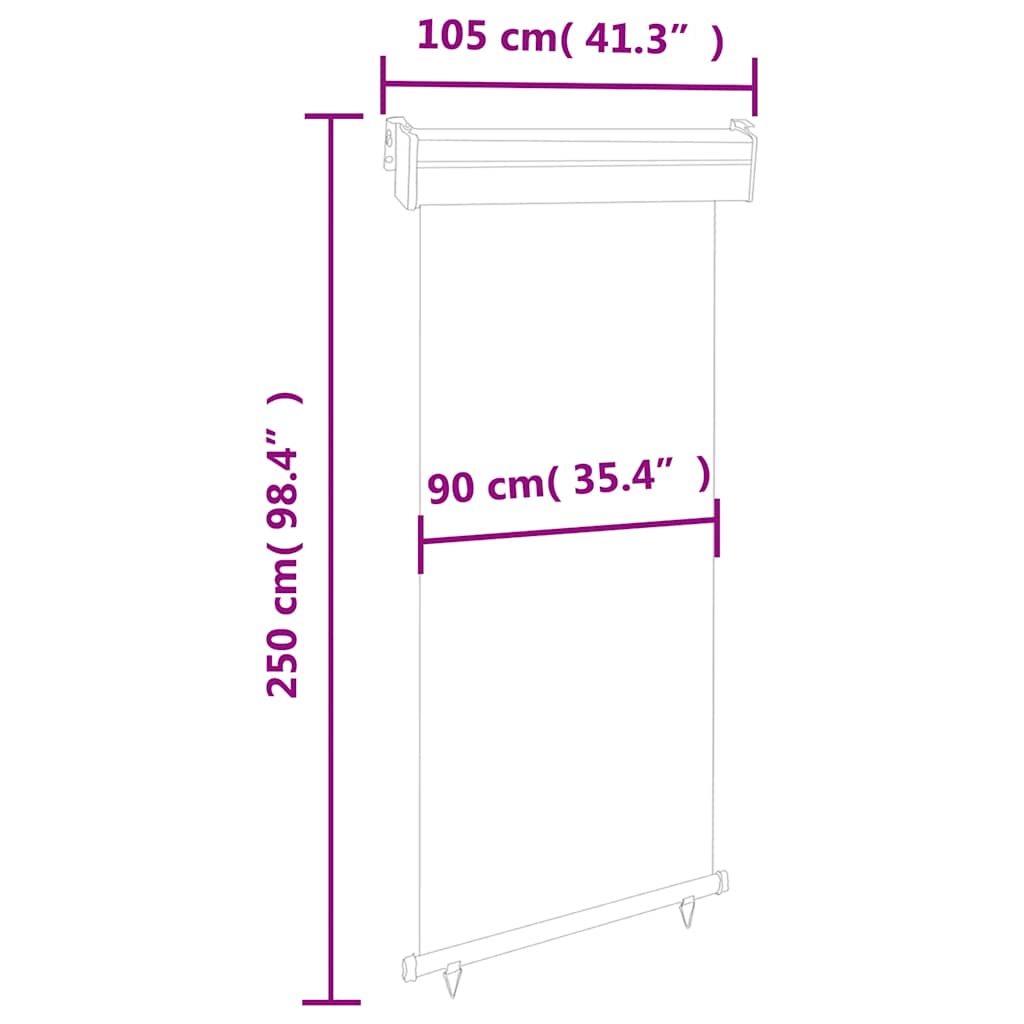 Balcony Side Awning 105x250 cm Grey