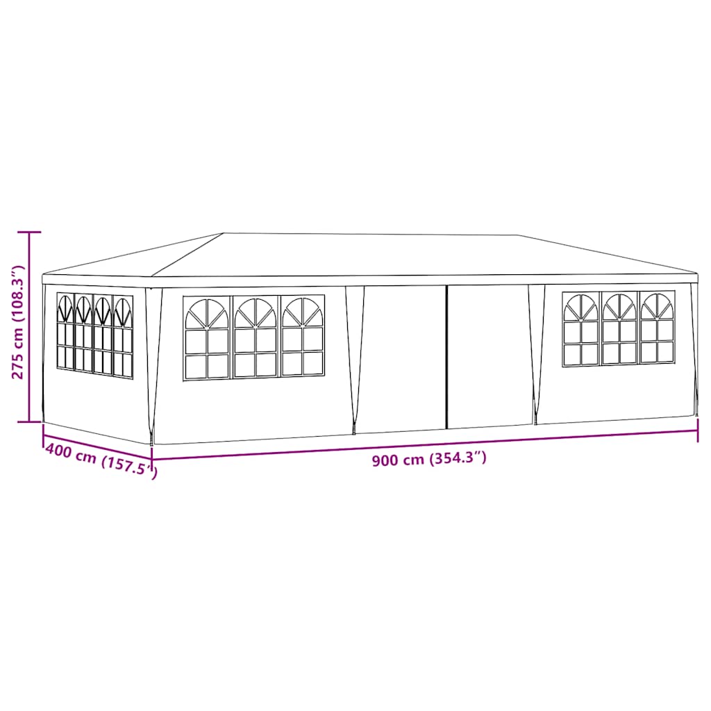 Professional Party Tent with Side Walls 4x9 m Anthracite 90 g/m?