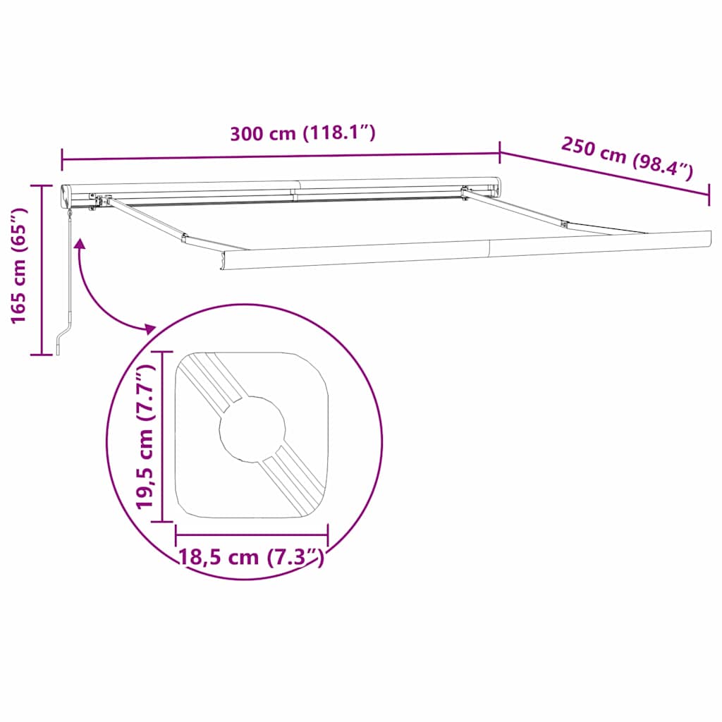 Awning Anthracite 3 x 2.5 m Metal