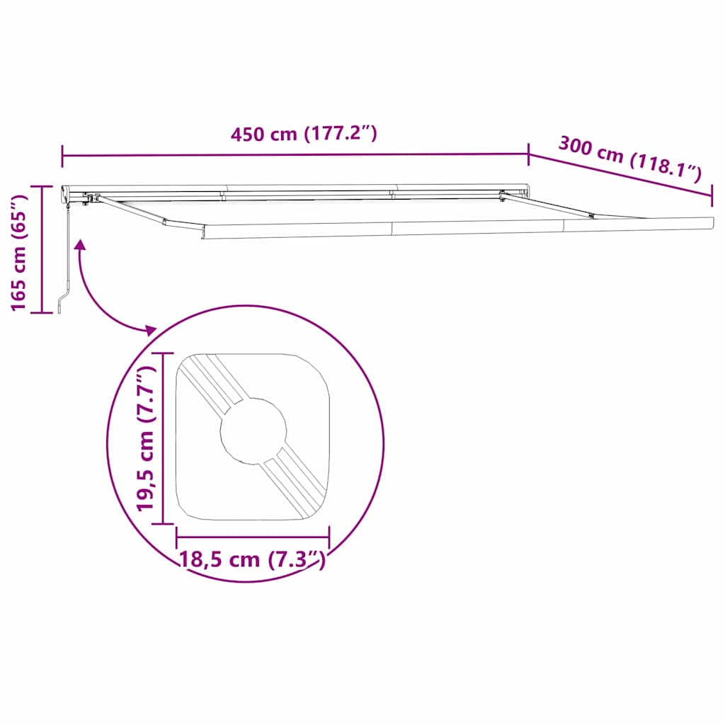Awning Manual Anthracite 4.5 x 3 m Metal