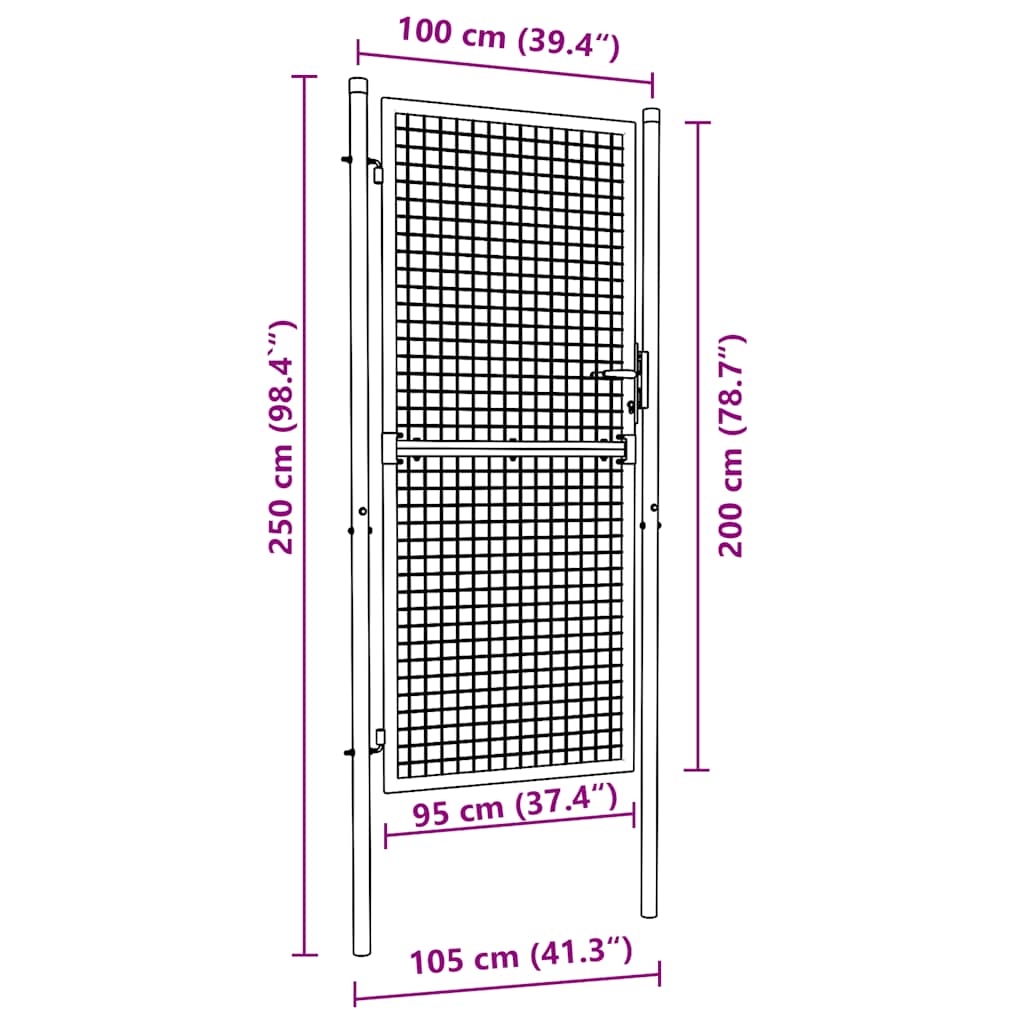Fence Gate Steel 100x200 cm Green