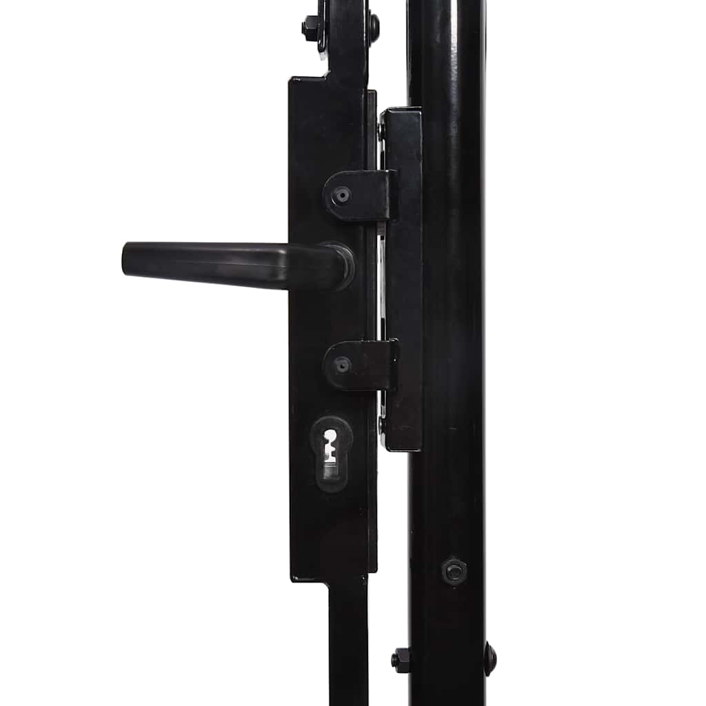 Fence Gate Single Door with Arched Top Steel 1x1.75 m Black
