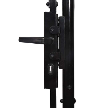 Fence Gate Single Door with Arched Top Steel 1x1.75 m Black