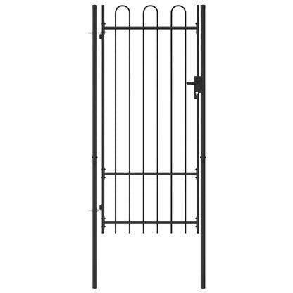 Fence Gate Single Door with Arched Top Steel 1x2 m Black