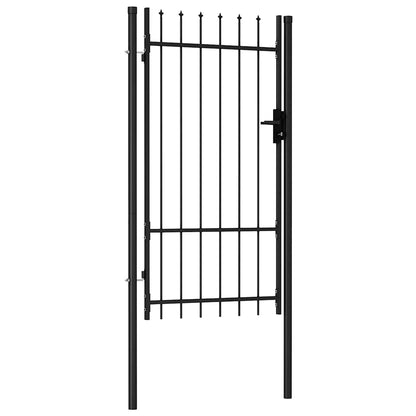 Fence Gate Single Door with Spike Top Steel 1x1.75 m Black