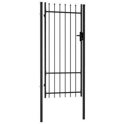Fence Gate Single Door with Spike Top Steel 1x2 m Black