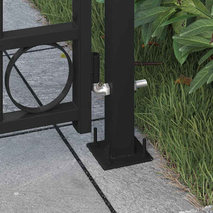 Fence Gate with Arched Top Steel 89x200 cm Black