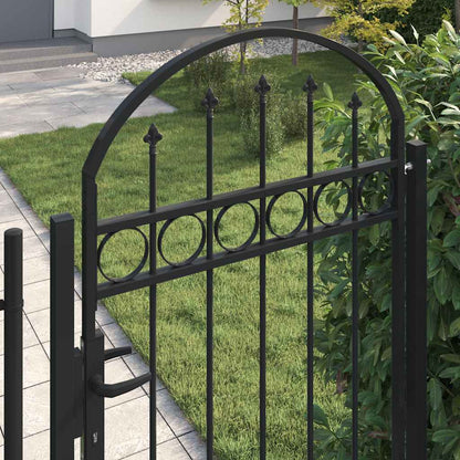 Fence Gate with Arched Top Steel 89x200 cm Black