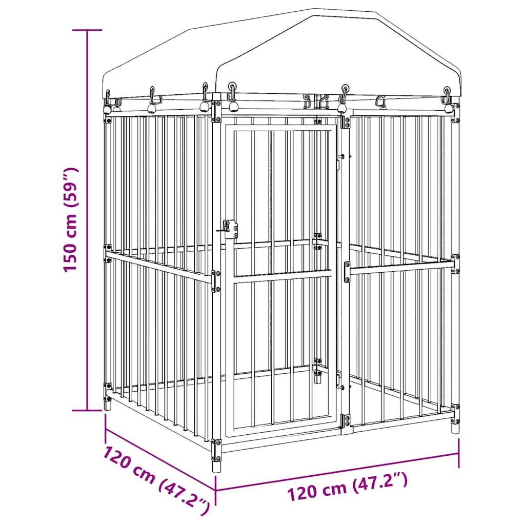 Outdoor Dog Kennel with Roof 120x120x150 cm