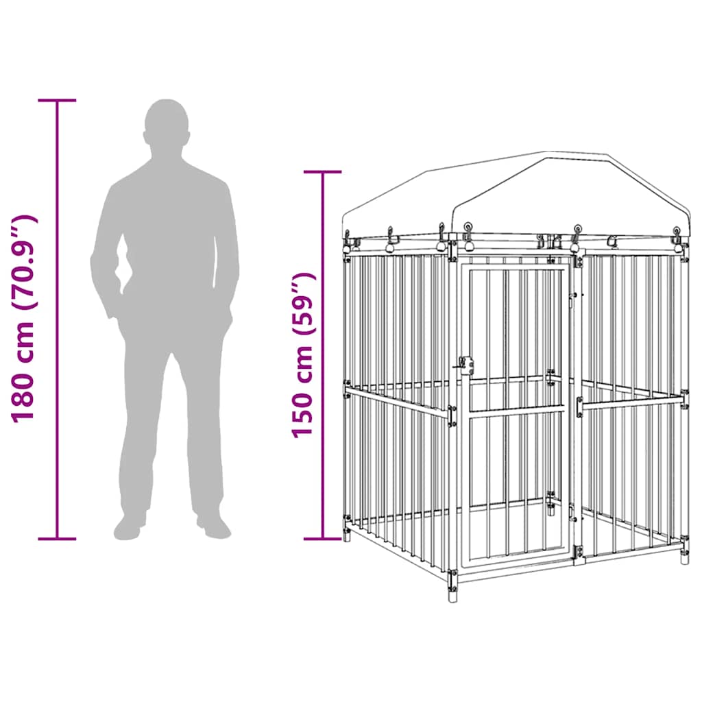 Outdoor Dog Kennel with Roof 120x120x150 cm