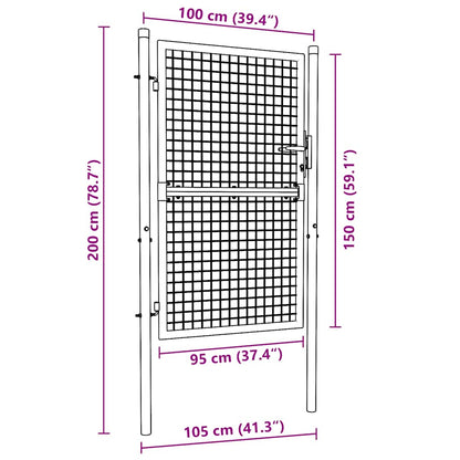 Mesh Garden Gate Galvanised Steel 100x150 cm Grey