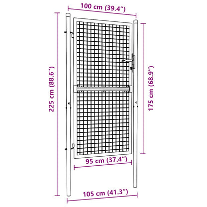 Mesh Garden Gate Galvanised Steel 100x175 cm Grey