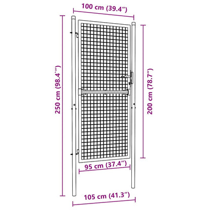 Mesh Garden Gate Galvanised Steel 100x200 cm Grey